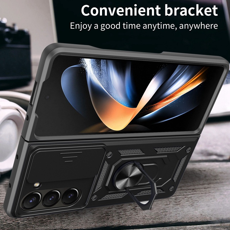 Protective Phone Case For Samsung Z Fold With Finger Ring Bracket_voghion.com