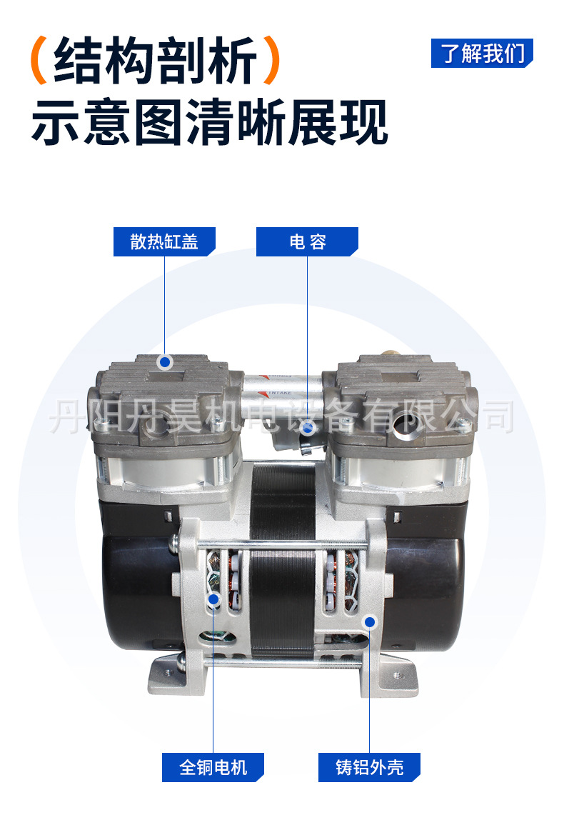 Dan Hao Electromechanical Ol210 Oil-Free Air Compressor, Maintenance-Free, Small, Silent, High-Pressure, 230W High-Power Air Pump