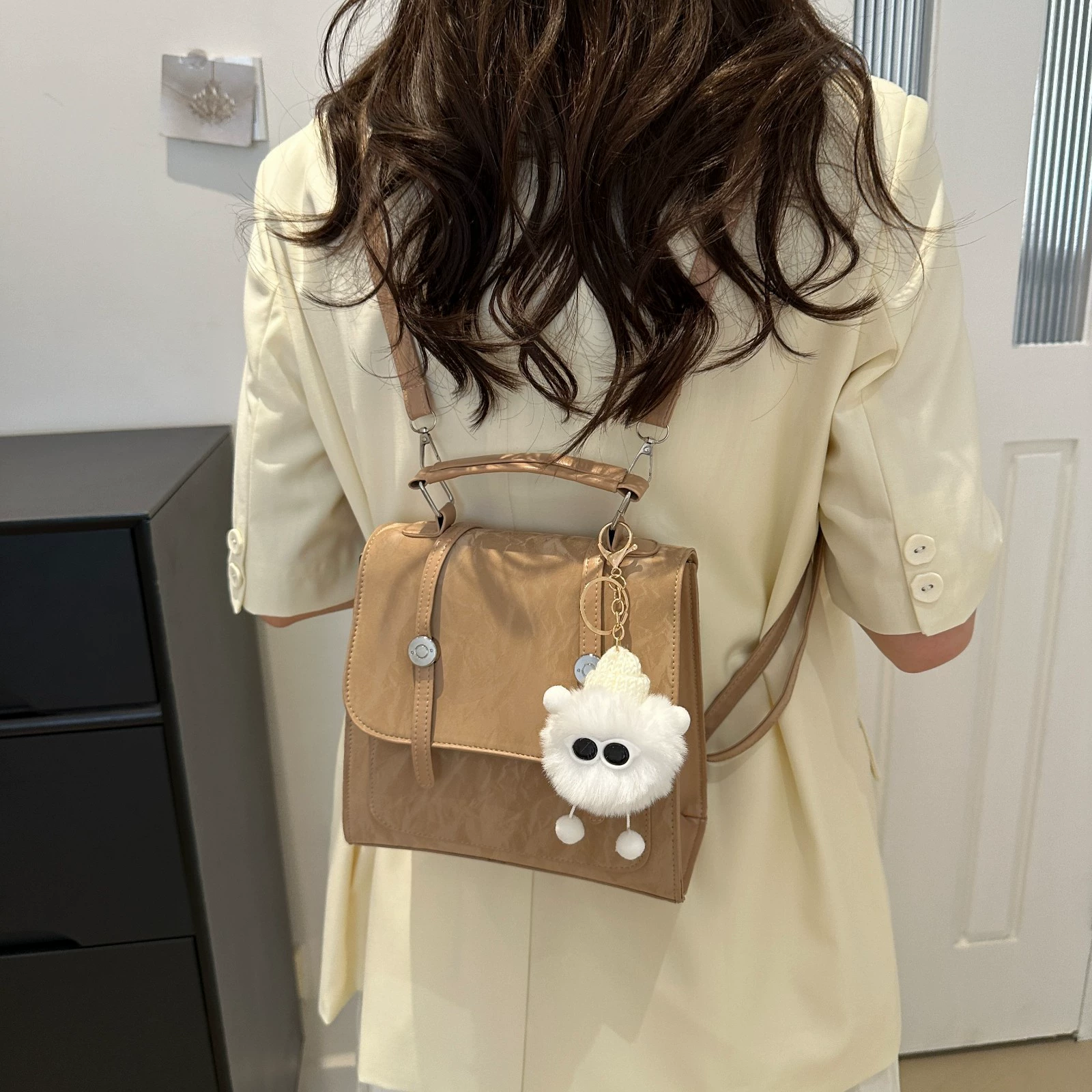 Summer capacious backpack, one-shoulder bag, french style