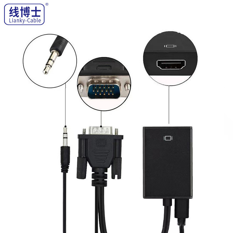 Vga-hdmi変換器コンピュータディスプレイテレビ中継ケーブルVGA to HDMIオーディオ付き電源HD|undefined