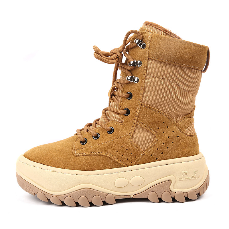 Herrskor Northeast Snökängor Vinter Damstövlar Äkta Läder och Päls Ull Varm Tjock Botten Halkfri Martinstövlar Plus Sammet_voghion.com