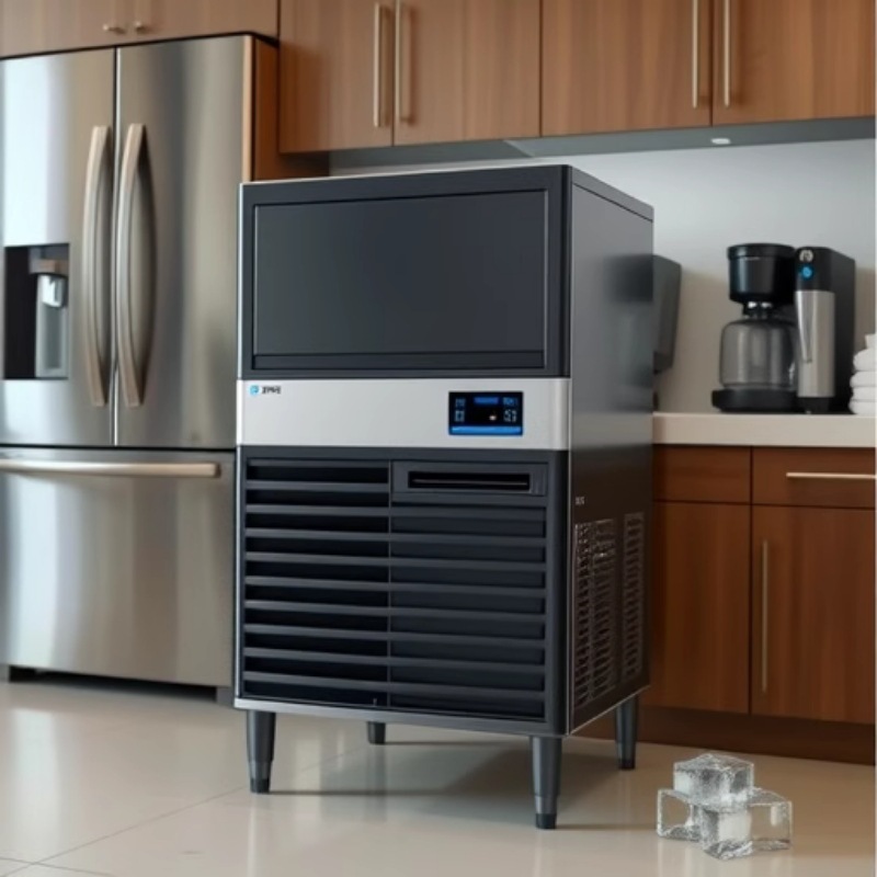 Mingjue integrado pequeño cuadrado hielo máquina de hielo tienda de té de leche bar KTV hotel fría máquina de hielo comercial