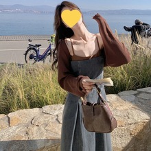 2025春秋季新款韩版显瘦针织马甲开衫两件套装吊带牛仔连衣裙女