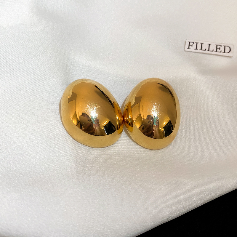 Oval Pattern 1 Pair Elegant Retro Oval Irregular Plating Alloy Gold Plated Ear Studs
