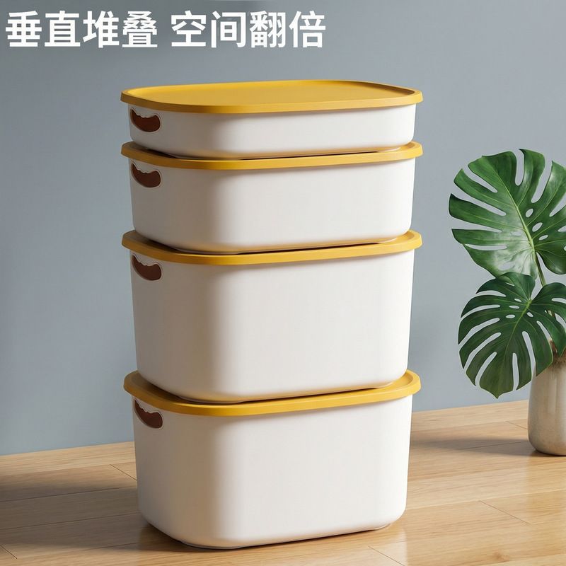 Large Storage Box Organizer Desktop Storage Basket Clothing Storage Supplies Storage Box with Lid Dustproof Cover