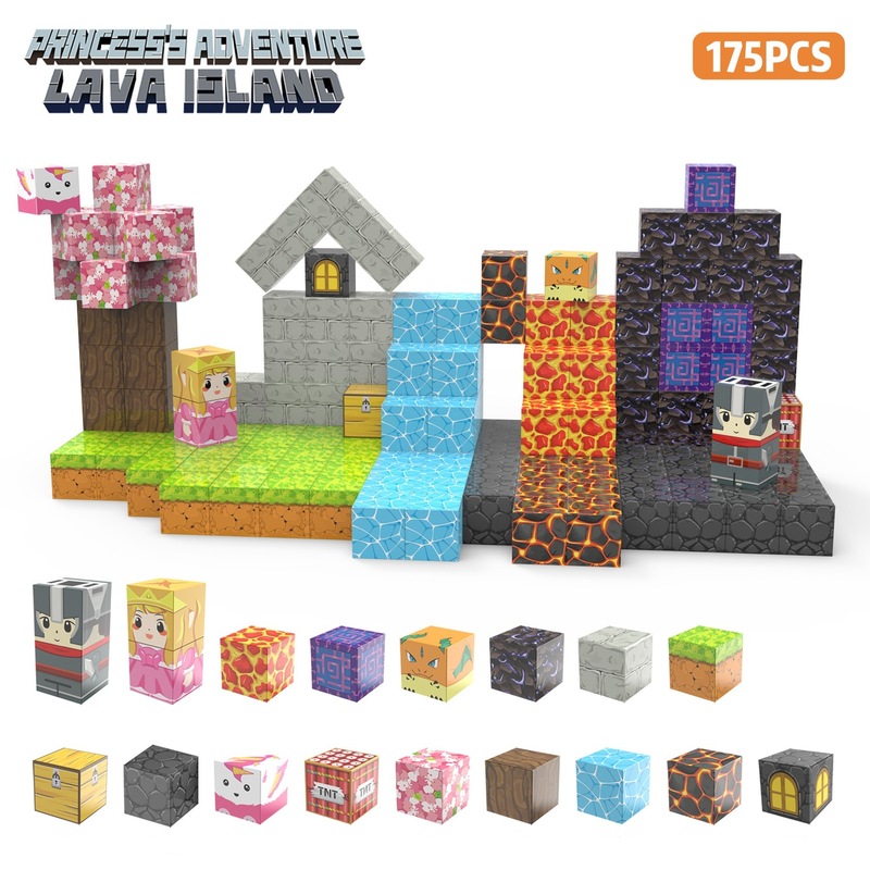 新しいマインクラフトブロックビルディングブロックセットモデル磁気ブロック男の子のおもちゃゲームマグマプリンセスクロスボーダー|undefined
