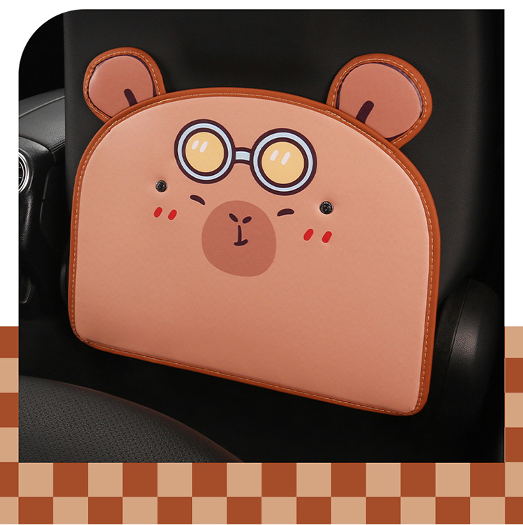 Car Anti-Kick Pad Cartoon Cute Stereo Ears Kidsren's Seat Back Anti-Scratch Pad Universal Decorative Rear Seat Back Anti-Kick