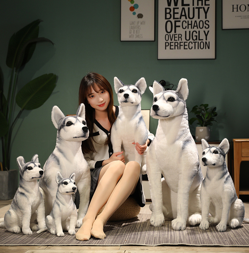 Simulación Husky muñeca peluche juguete perro ERHA muñeca niños comodidad trapo muñeca niño regalo de cumpleaños