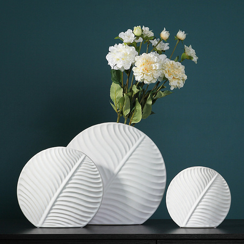 Nordic ceramic vase living room decorations dry flower arrangement desktop creative green leaves flower ware ornaments wholesale