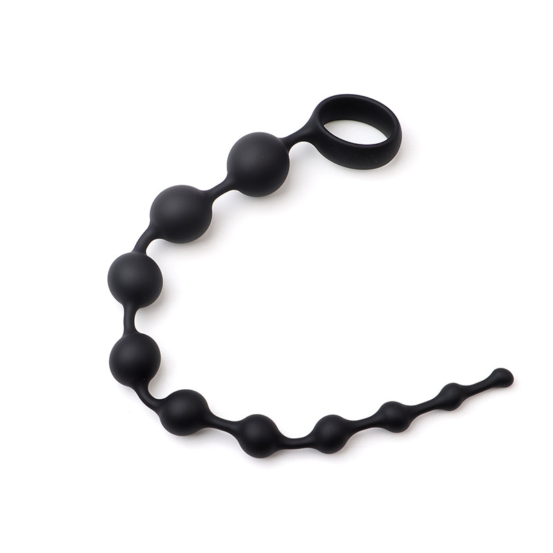 Extra Long Silicone Anal Plug, Ten-Bead Design, Rose Red Adult Toy — detail image 4