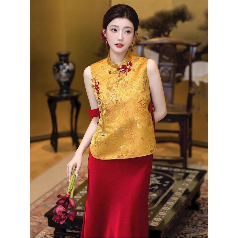 蕾丝晚礼服女2025新款新中式旗袍鱼尾订婚连衣裙平时可穿回门便装|undefined