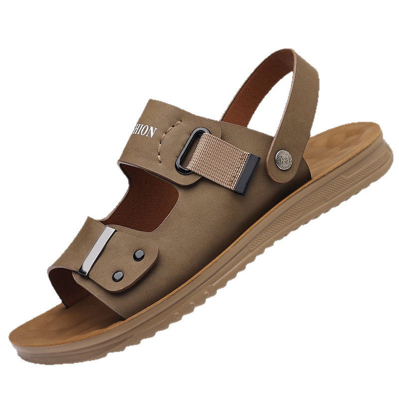 Dép sandal nam quai hở mũi đế mềm thân mềm, kiểu lười hai chức năng đi hàng ngày và đi biển — CS9833 màu vàng, CS9833 màu xám