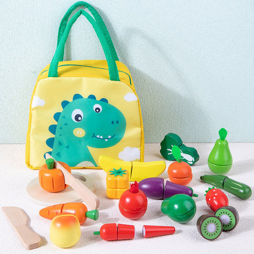 Fruit and vegetable cutle 18-piece set of Velcro children's educational early education cognitive simulation play house toys cross-border