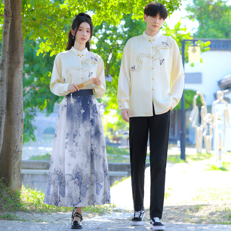 2025 Autumn School Uniforms Real Shot Couple Outfits Class Uniforms Retro New Chinese Style Recitation Performance Clothes Republic of China Style Suit