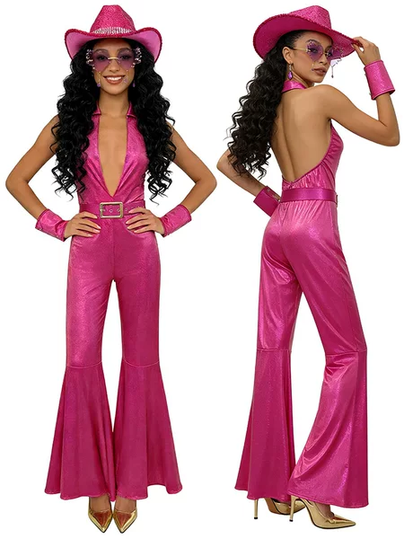 Cross-Border New Hippie Party Masquerade Disco Outfit Retro Clothing Hip-Hop Flared Pants Jumpsuit