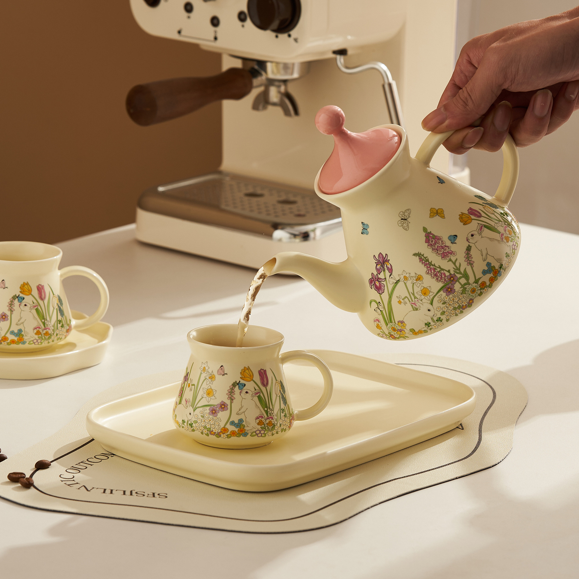 Juego de té ins, caja de regalo, empaque, estilo pastoral, lindo juego de tazas y platillos para el hogar, regalo de recuerdo de alto valor para niña