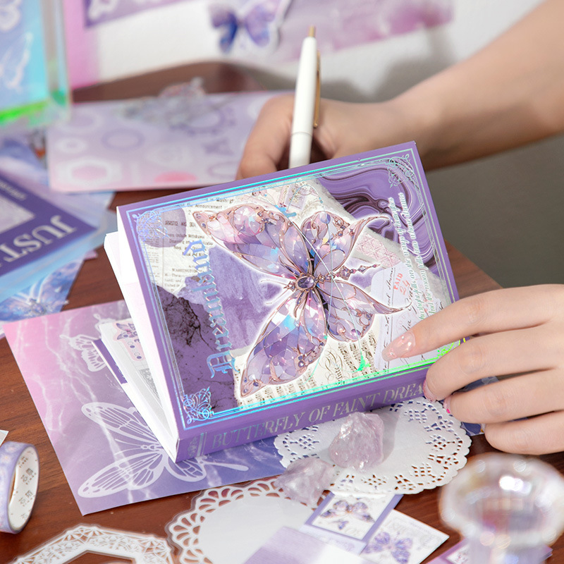 芯莫 欧米風蝶々図鑑 暖寄シリーズ ハンドブック素材ギフトボックス 可愛い女の子心方眼ノートセット