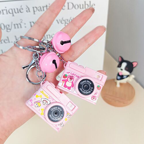 Cross-border Three-Eyed Monster Series Luminous and Sounding Mini Camera Car Keychain School Bag Pendant Accessories Creative Refrigerator Magnet