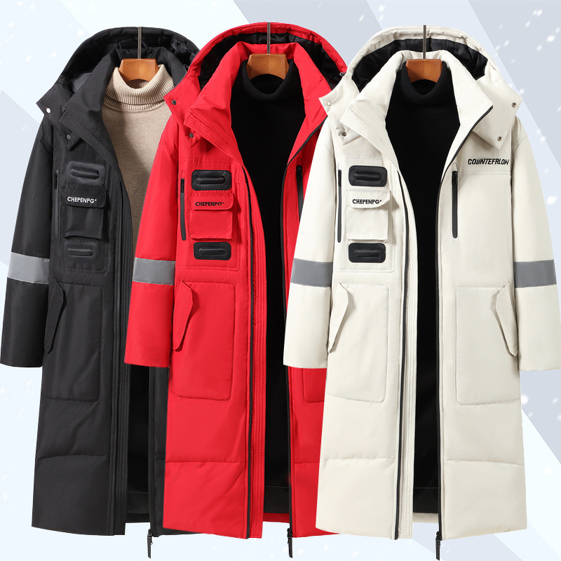 Wholesale Cross-Border New down Jacket Men's Long Over-The-Knee Trendy Mid-Length Couple Trendy Brand Thickened Men's Jacket Wholesale Cross-Border New down Jacket Men's Long Over-The-Knee Trendy Mid-Length Couple Trendy Brand Thickened Men's Jacket