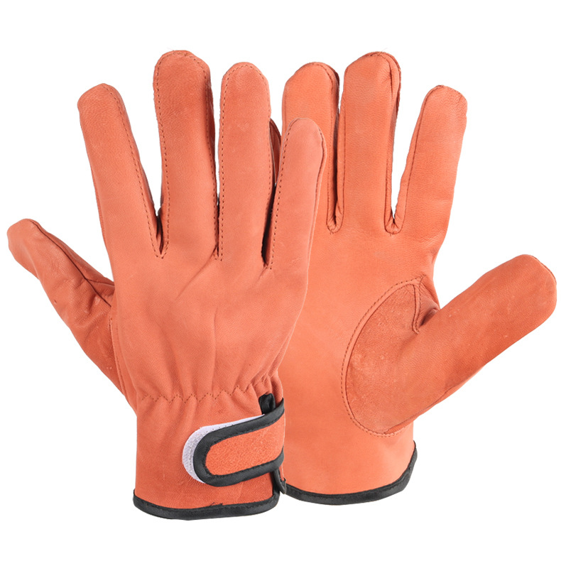 Guantes marrones de piel de oveja de doble capa guantes de conductor guantes soldadores de protección contra quemaduras guantes transfronterizos de aislamiento térmico cortos