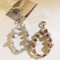 潮流ins毛球珠珠鏈雙鏈掛飾通用手機殼小眾手機掛繩腕帶繩ccd相機