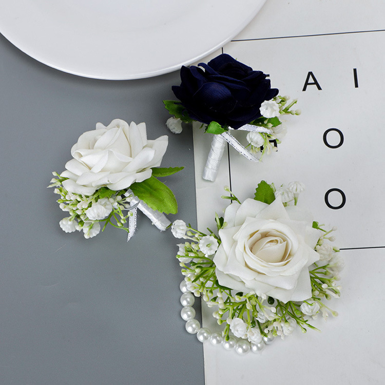 Nouveaux Fournitures De Mariage Corsage De Broche De Fleur De Poignet De Simulation Blanche De Style Occidental display picture 1