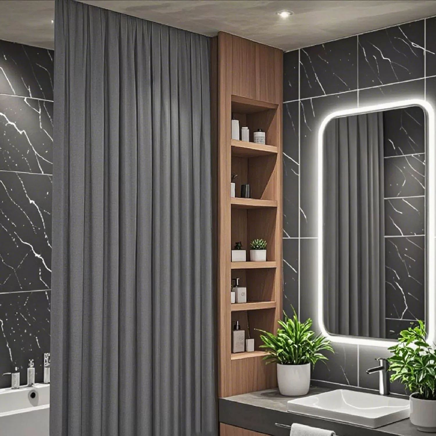 Трансграничная рельсовая занавеска для душа, русская льняная занавеска для душа, домашняя ванная комната, ванная комната, водонепроницаемая перегородка, дверная занавеска