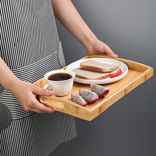 Bamboo Tray Rectangular Household Dining Ins Tray Hotel Tea Snack Plate Hotel Japanese Wooden Fruit Plate Wholesale