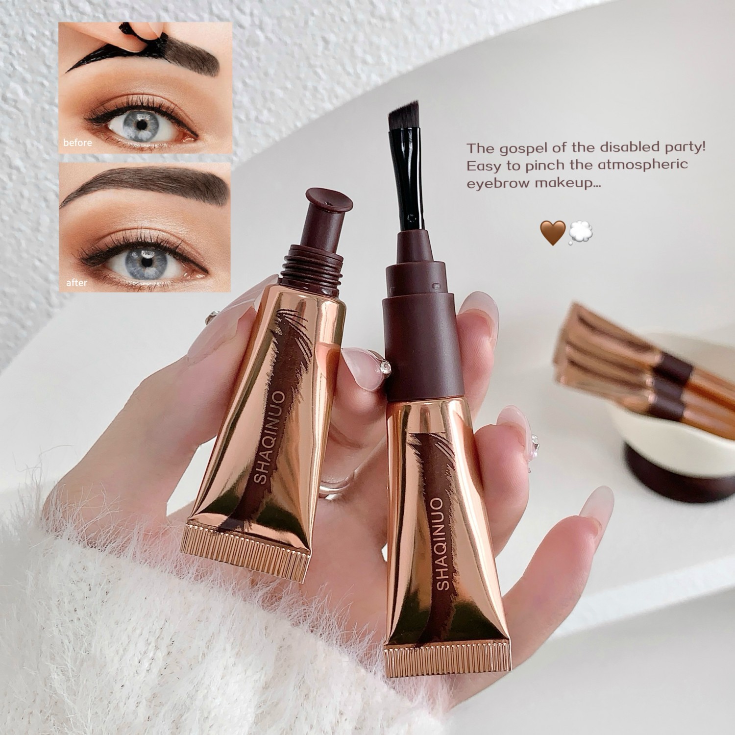 Cross-Border Shaqinuo Peel-Off Eyebrow Dyeing Cream, Eyebrow Gel, Long-Lasting Waterproof and Fading Semi-Permanent Eyebrow Dyeing Liquid, Peel-Off Eyebrow Tattoo
