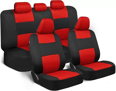 Universal Five-Seater Front and Rear Car Seat Covers, Temu Foreign Trade Export to Russia, Mexico, Cross-Border E-Commerce (Universal seat cover) - red-and-black-9-piece-set-five-seats
