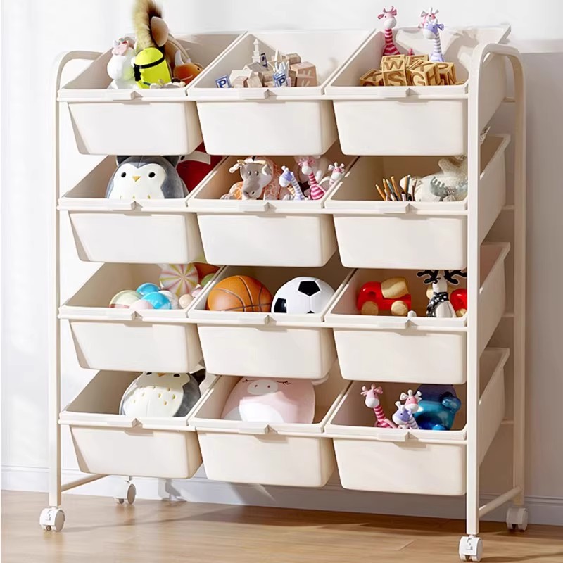 Children's Toy Rack Movable Bookshelf Floor-Standing Living Room Kindergarten Storage Cabinet Organizing Multi-Layer Storage Rack