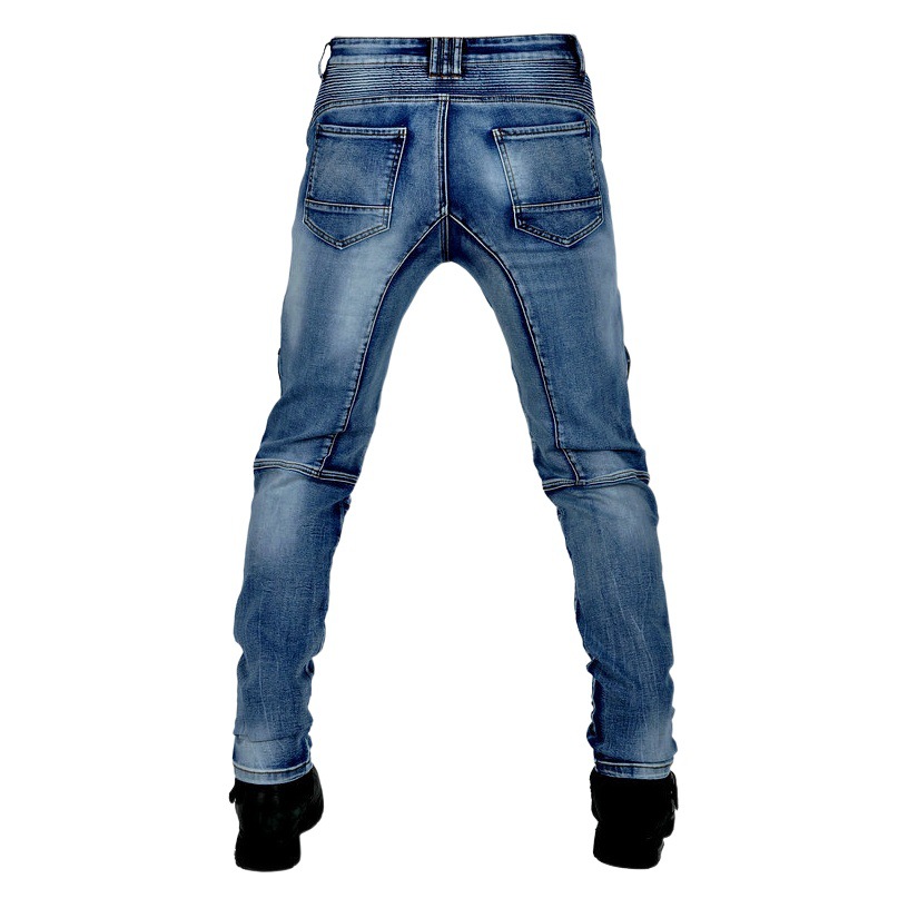 Pantalones vaqueros de la motocicleta de la vendimia de los hombres pantalones de montar kevlar anti-desgarro carreras off-road stretch pantalones anti-caída