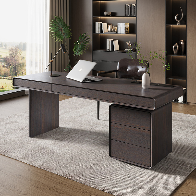New Italian Minimalist Home Study Desk Designer Light Luxury Modern Living Room Desk Solid Wood Computer Desk