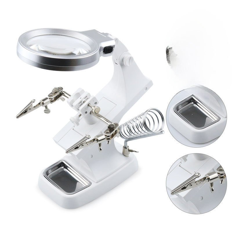 ChuGuan USB Interface 10 LED Light Strips Assistant Bracket Desktop High Magnification Electronic Circuit Board Repair Magnifier