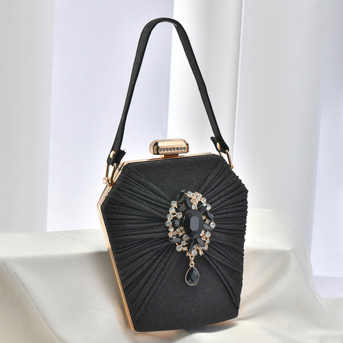 Cross-border new women's dinner bag pleated handbag crossbody celebrity banquet bag diamond dinner bag wholesale