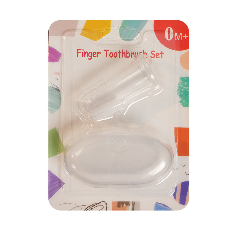 Cepillo de dientes de silicona para bebés Cepillo de dientes de manga de dedo Piel suave Revestimiento de lengua de silicona Limpieza oral Cepillo de dientes de mama en caja Embalaje inglés