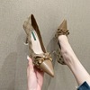 Bow shoes 2022 Spring and summer new pattern Stiletto Retro French High-heeled shoes Tip Versatile Ladies