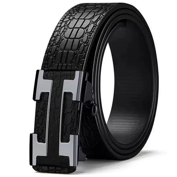 Cinturón Paul para hombres jóvenes y de mediana edad sin dientes, hebilla automática, cinturón interior, cinturón de PU anti-cuero general, por lotes