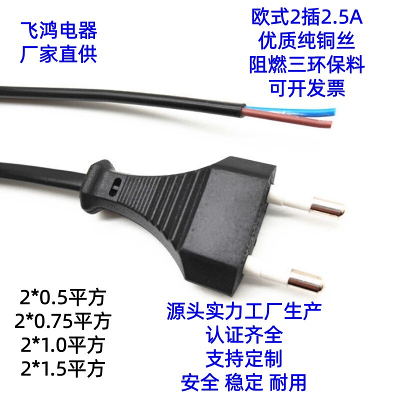 European Standard Power Cord Table Lamp Two Round Plugs French European European Standard Power Cord Figure Tail German European Standard Power Cord