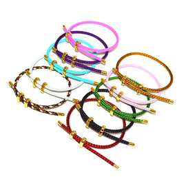 可调节8字钢丝绳手链DIY可串饰品黄金抽拉保色防水3mm手链