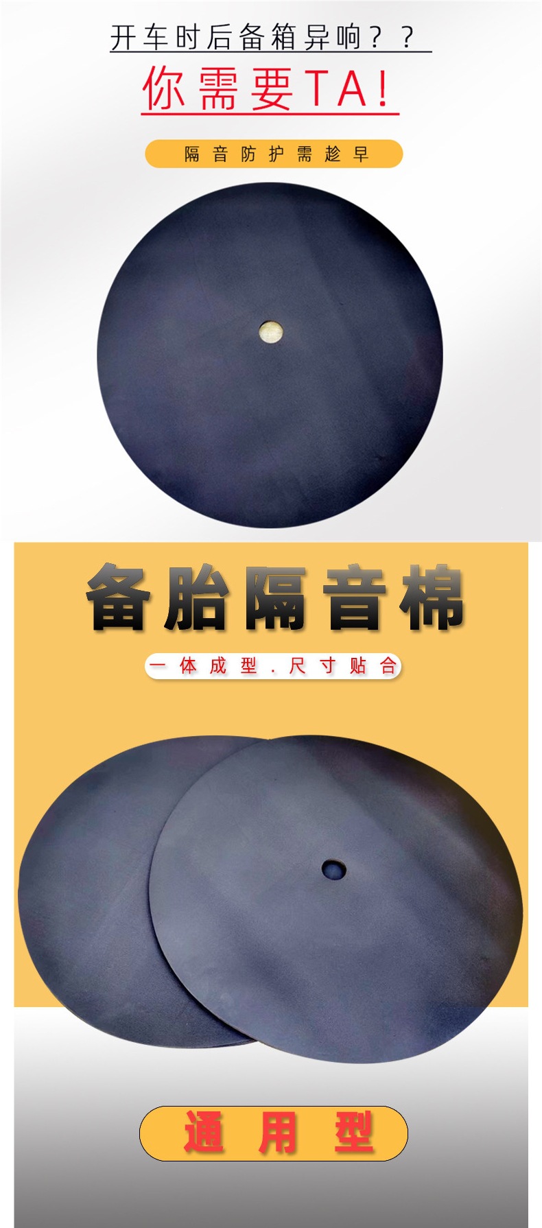 Spare Tire Soundproofing Cotton, Universal Car Trunk Sound-Absorbing Cotton, Soundproofing Pad, Anti-Vibration and Shockproof Filling Foam