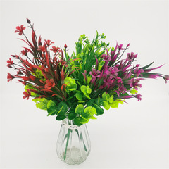 仿真尤加利塑料花春草婚慶客廳花束擺件裝飾花水草把束植物牆配件