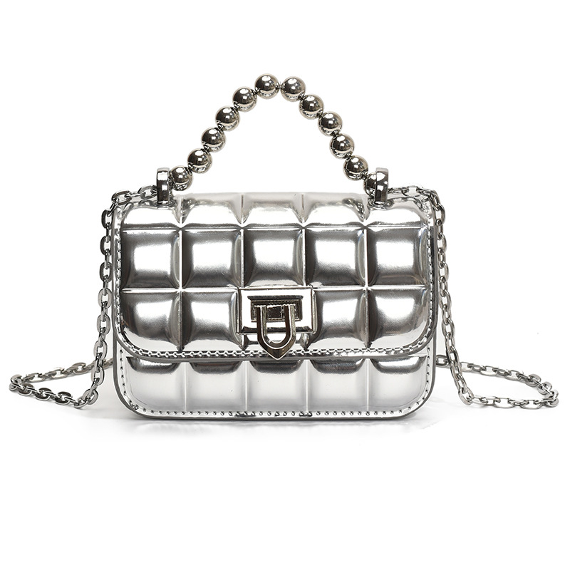 Bolso de hombro para niños y niñas de color sólido, bolso de cadena de bebé brillante de charol de moda 2025 nuevo mini bolso para niños
