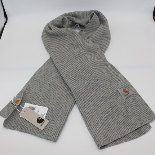 Solid color long striped scarf for men and women, black light gray warm knitted woolen scarf, couple foreign trade