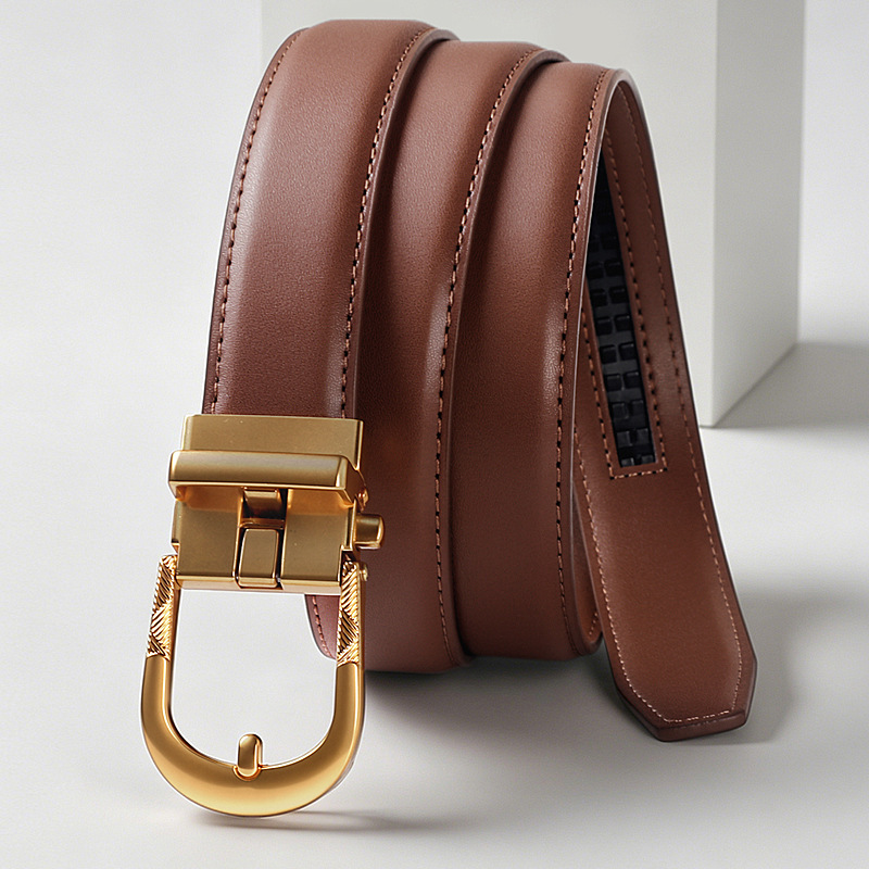 Gold buckle brown-push type automatic buckle / 95cm