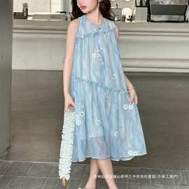 697款图片色化纤类混纺连衣裙公主现货公主裙浙江女花朵柔软处理