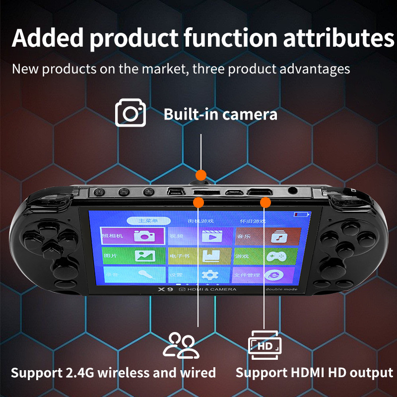 Foreign trade export new double double handle X9-S handheld game machine children's toy PSP handheld FC arcade machine factory