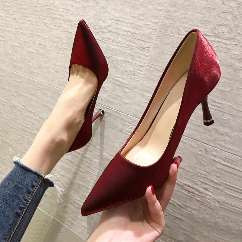 726 Braut Neue frauen Hochzeit Kleid Doppel Tragen Rot Xiuhe Schuhe Chinesischen Hohe Dünne Absätzen 3cm5cm7cm_voghion.com