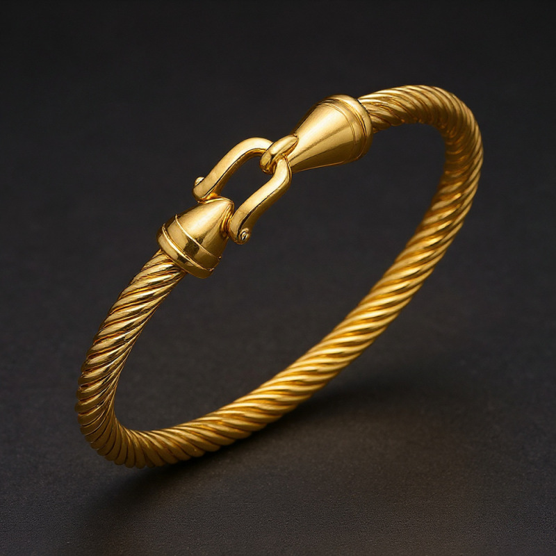 Amazon's New Horseshoe Lock Bracelet Stainless Steel Fashionable Versatile Gold-Plated Bracelet Retro Simple Winding Jewelry