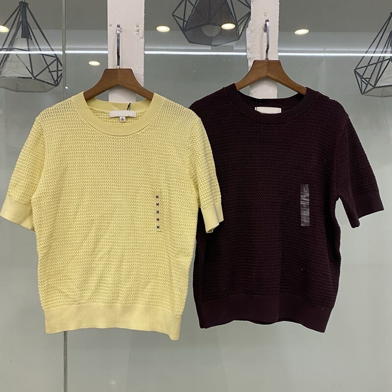 2026 Summer Collaboration Women's Solid Color Round Neck Knitted Sweater/Short Sleeve Pullover Sweater Women's 484191 2026 Summer Collaboration Women's Solid Color Round Neck Knitted Sweater/Short Sleeve Pullover Sweater Women's 484191
